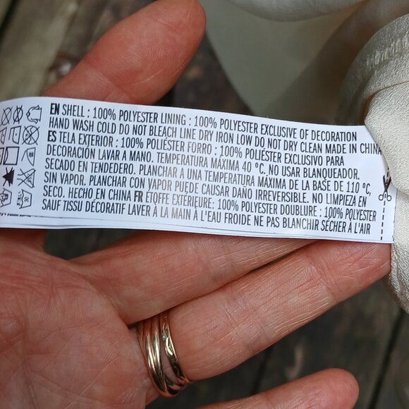 Forever 21 Cream Long Sleeve Flowy Poly/Chiffon Crochet Top Tunic Dress Sz L - Picture 5 of 8